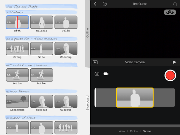 Storyboard of an iMovie trailer