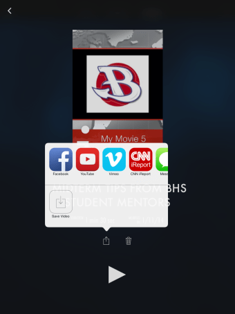Sharing options with iMovie 