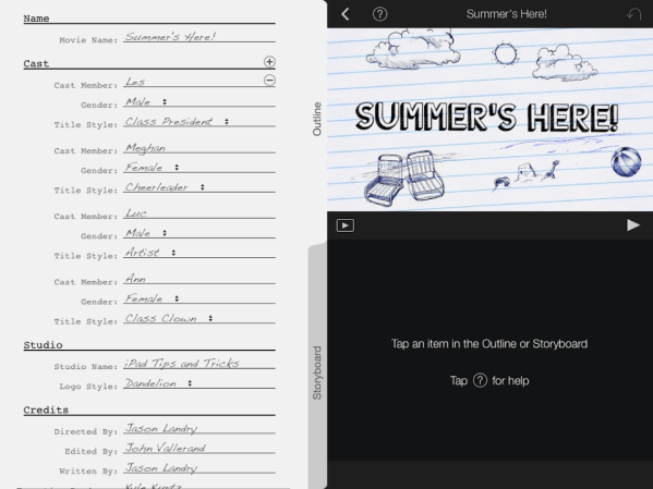 Outline of an iMovie trailer