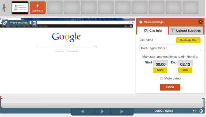 Easily change the start and end time of each video 