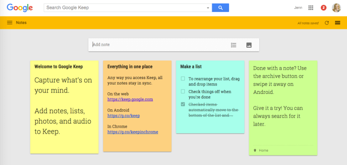Web version of Google Keep. 